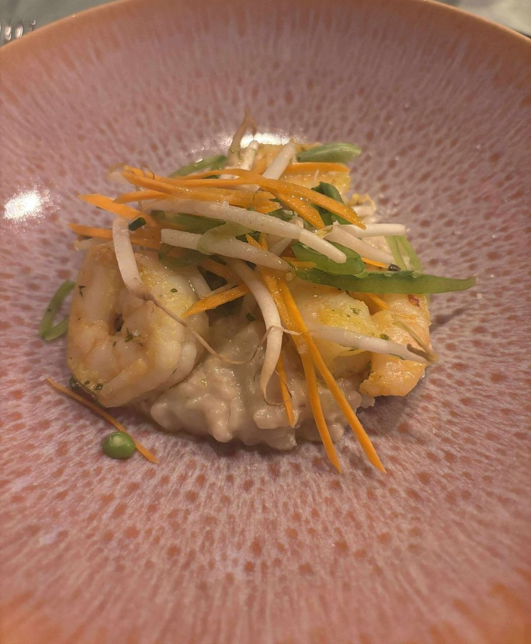 Risotto met langoustines en een gepocheerd eitje